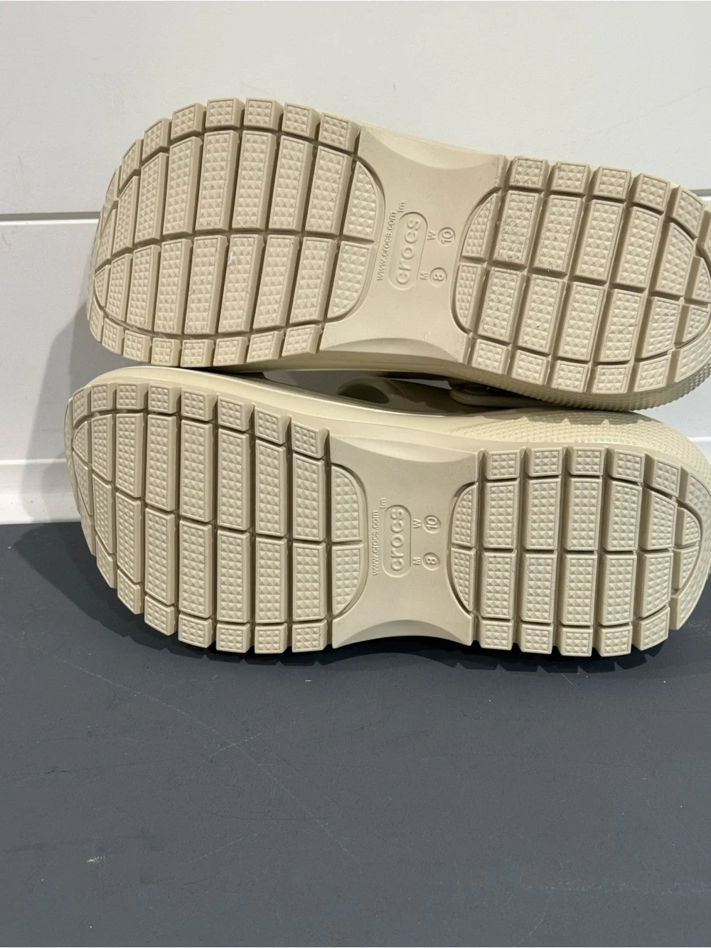 CROCS Cream Platform Sandals with Adjustable Straps